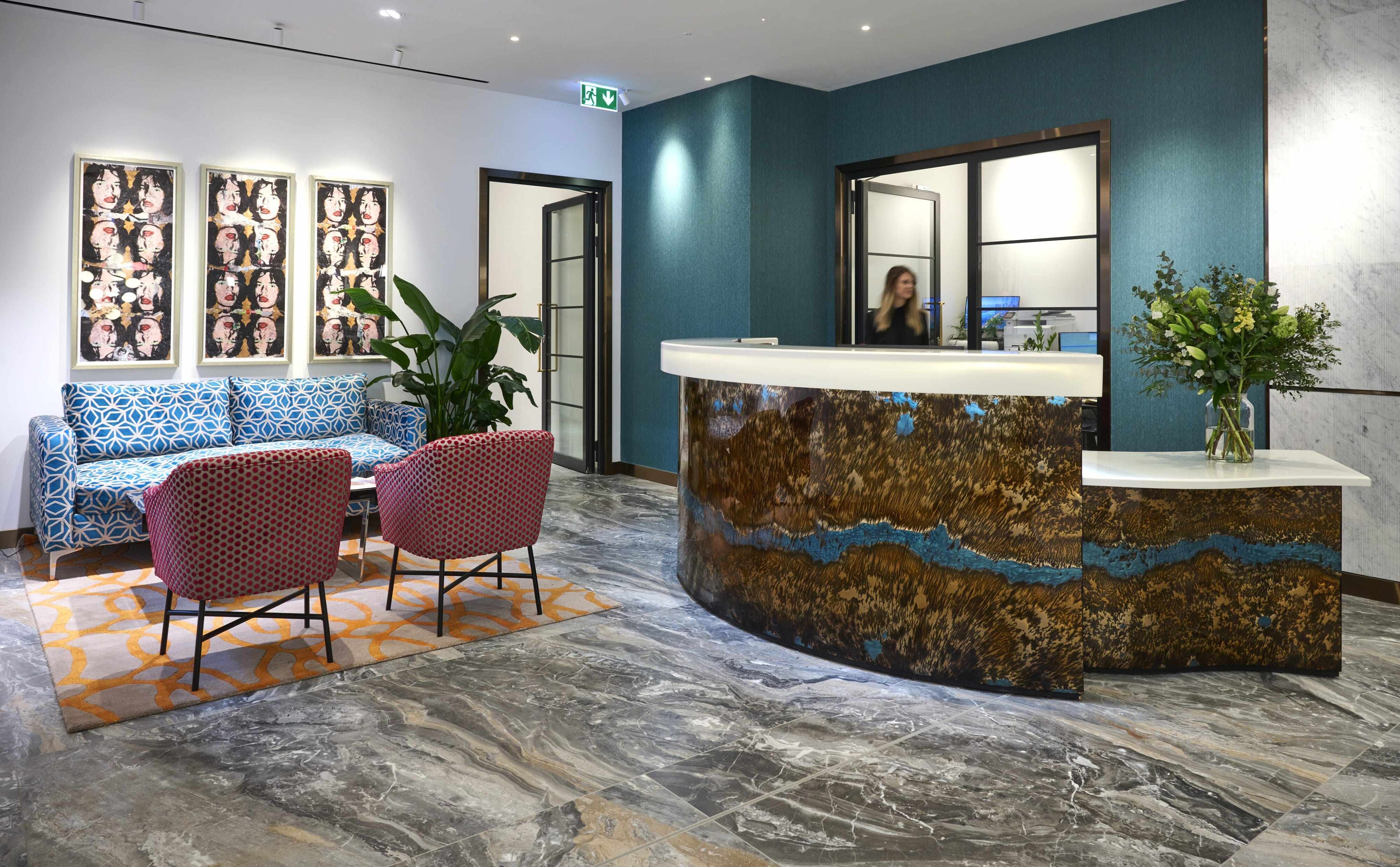 Welcoming reception area at Beaumont Green Park featuring premium finishes and a professional visitor experience.