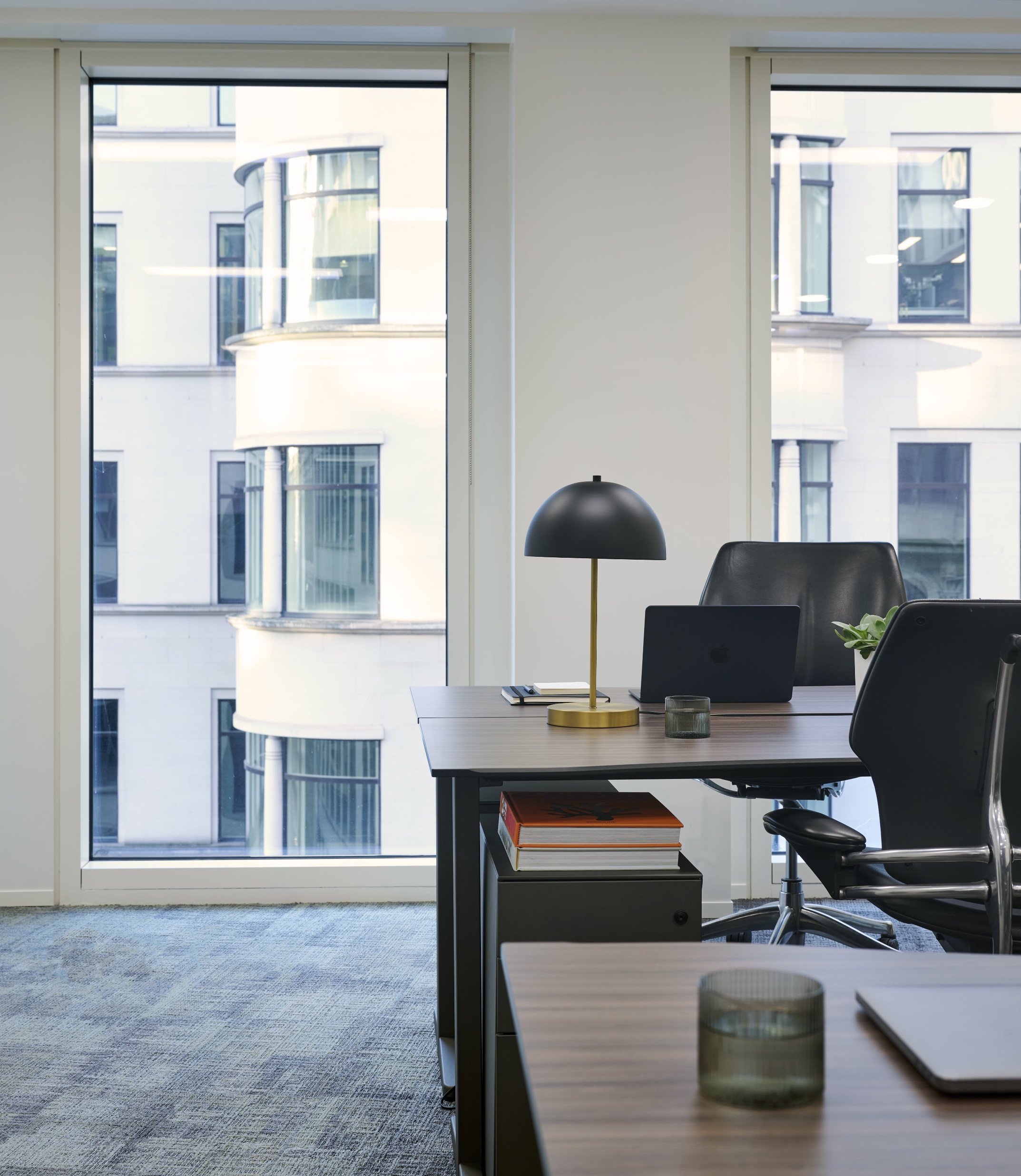 Modern private office at Beaumont Moorgate featuring ergonomic workstations, natural light and a productive working environment.