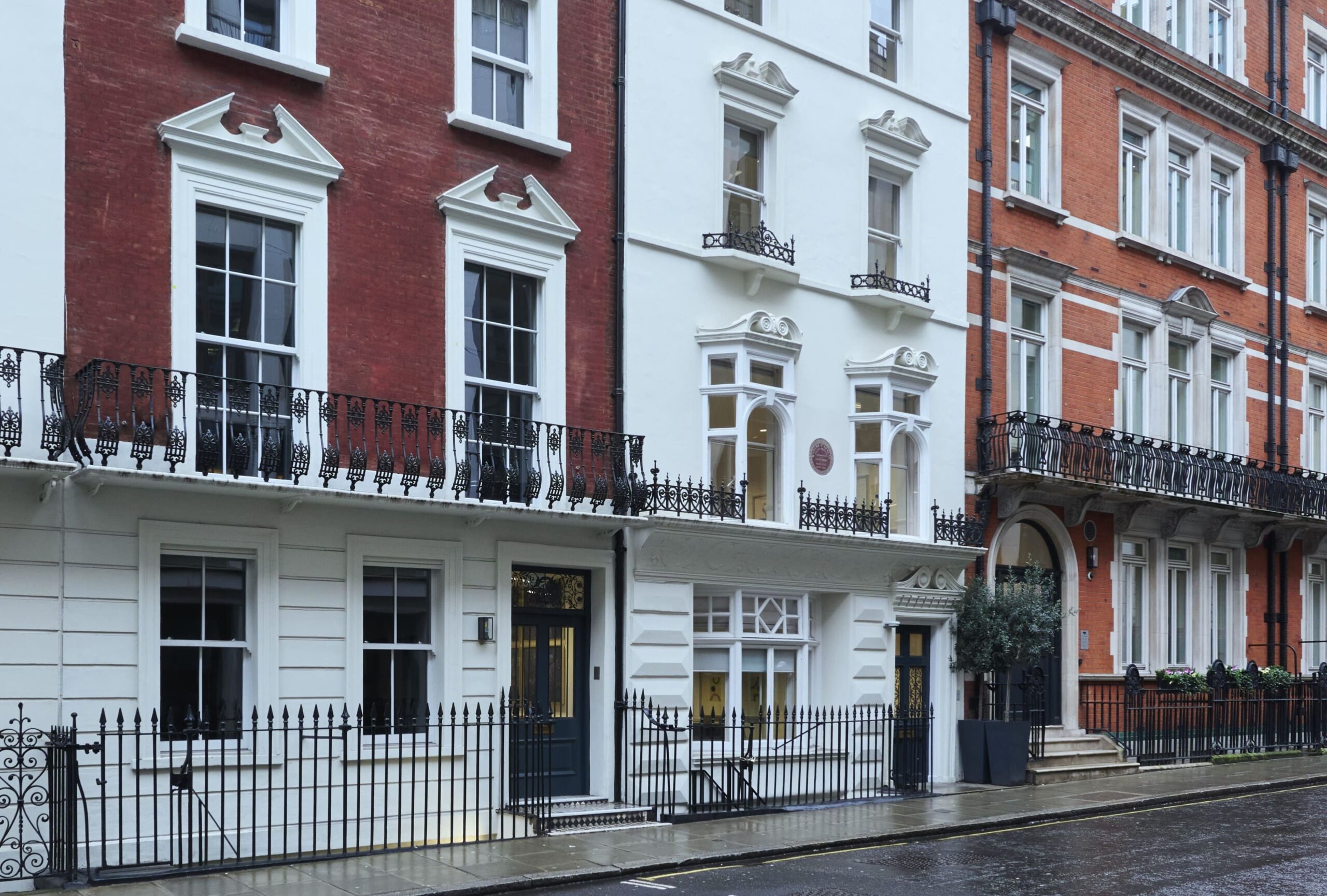Exterior of Beaumont Green Park Townhouses providing premium workspaces in the heart of the West End